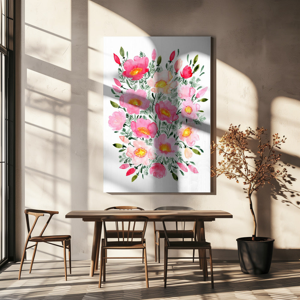Winterlynn boeket in roze | Canvas