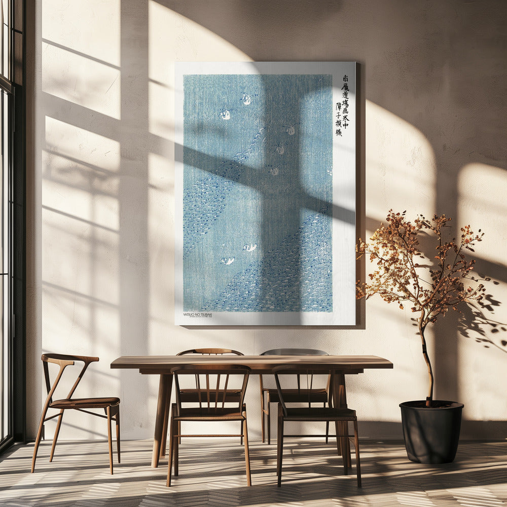 Houtsnede Blauw | Canvas