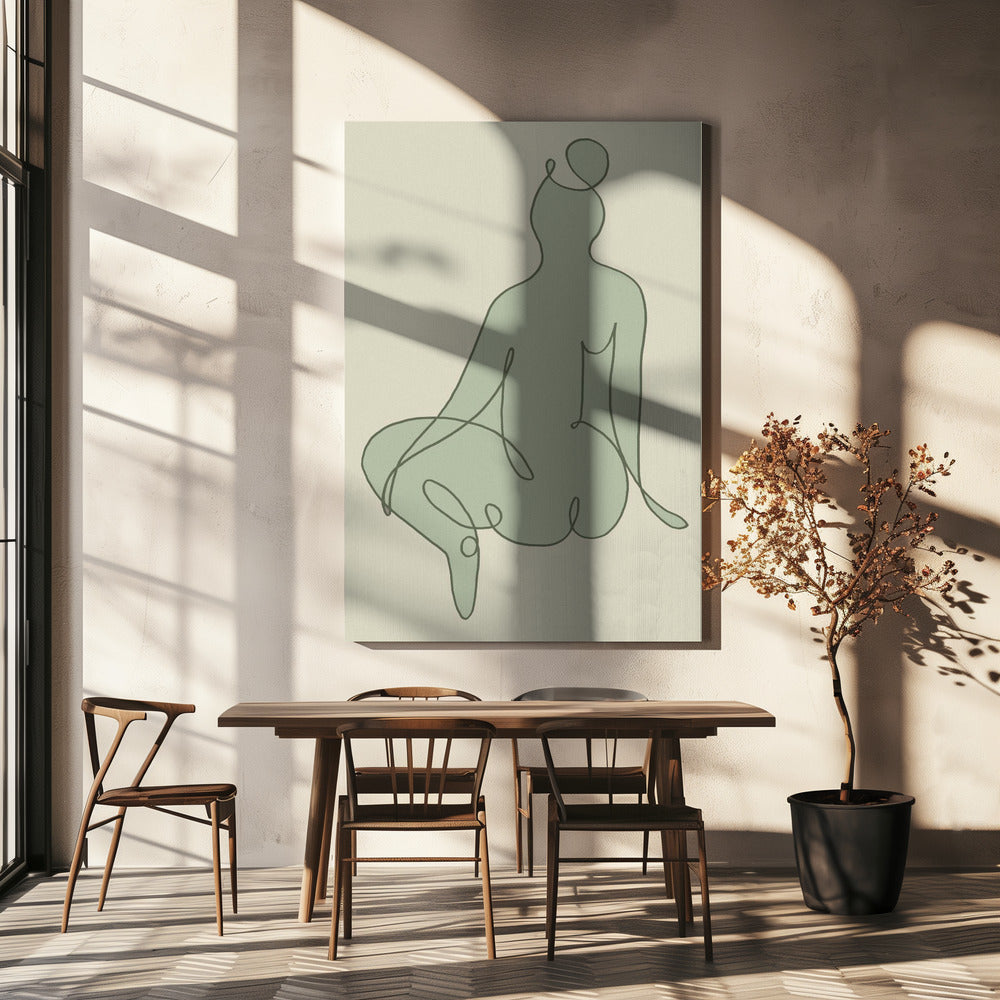 Zittend Groen | Canvas