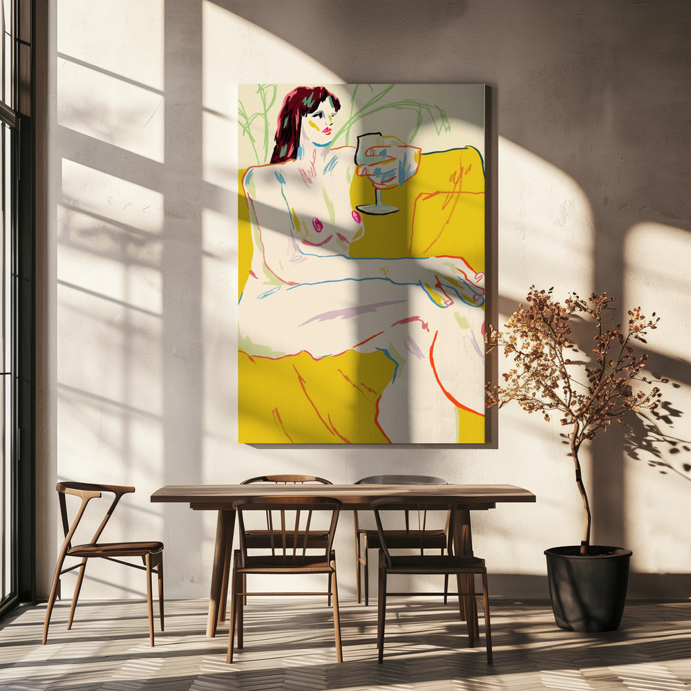 Meisje met een wijnglas | Canvas