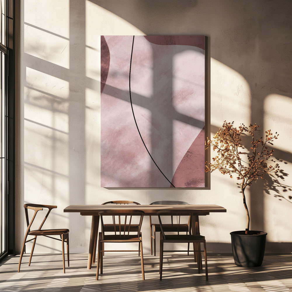 Abstracte vormen roze | Canvas