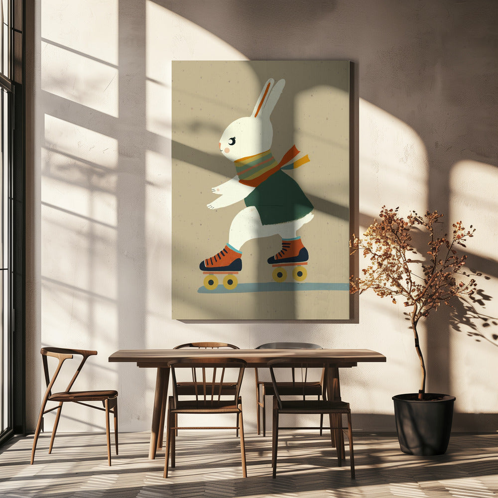Schaatsend Konijntje Bliss | Canvas