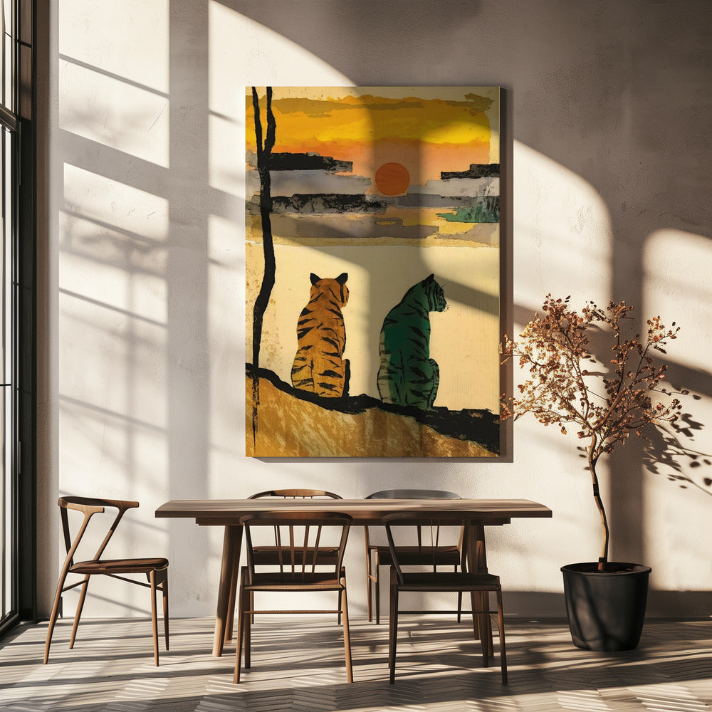 Zonsondergang Metgezellen | Canvas