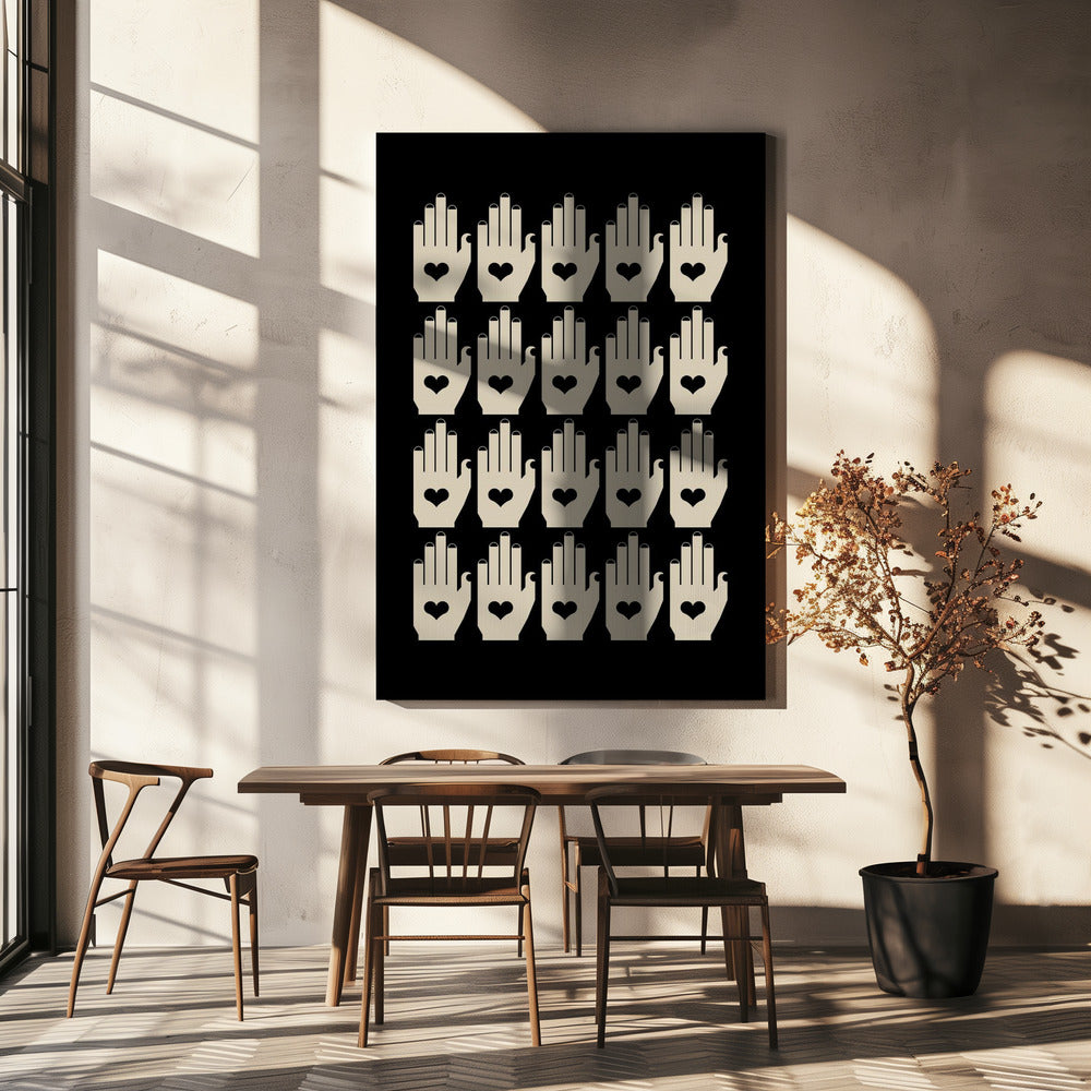 Retro Handen Zwart | Canvas