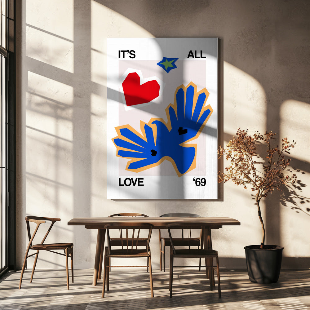 Het is allemaal liefde '69 Bird Blue | Canvas