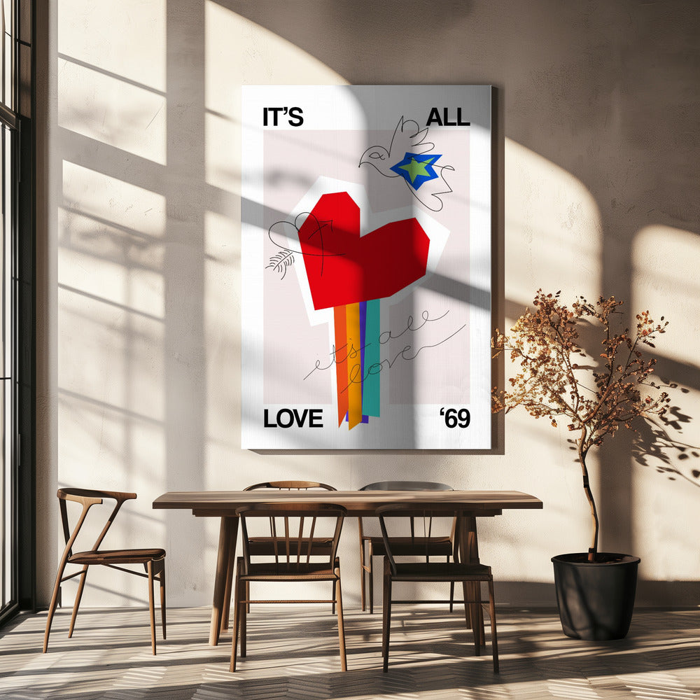 Het is allemaal liefde '69 Hart Greige | Canvas