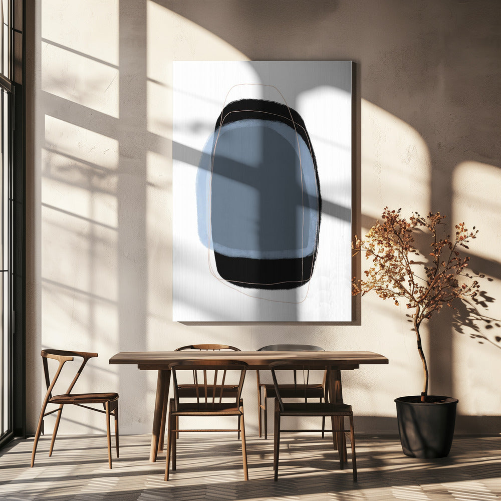 Geometric Shapes In Muted Blue And Black Tones | Canvas