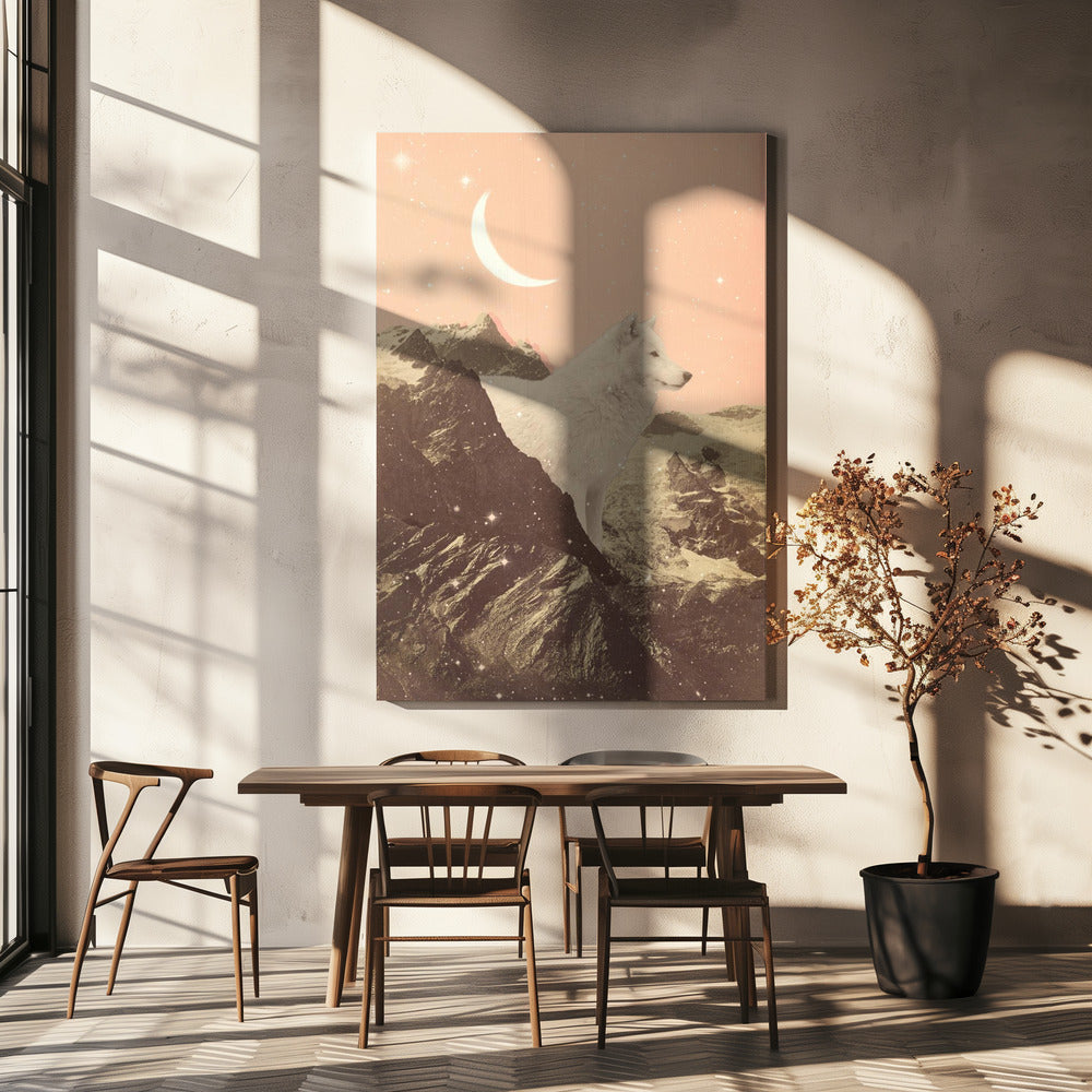 Reuzenwitte wolf in de bergen | Canvas