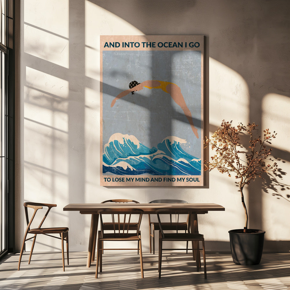Into the Ocean (blauw) Standaard wanddecoratie | Canvas