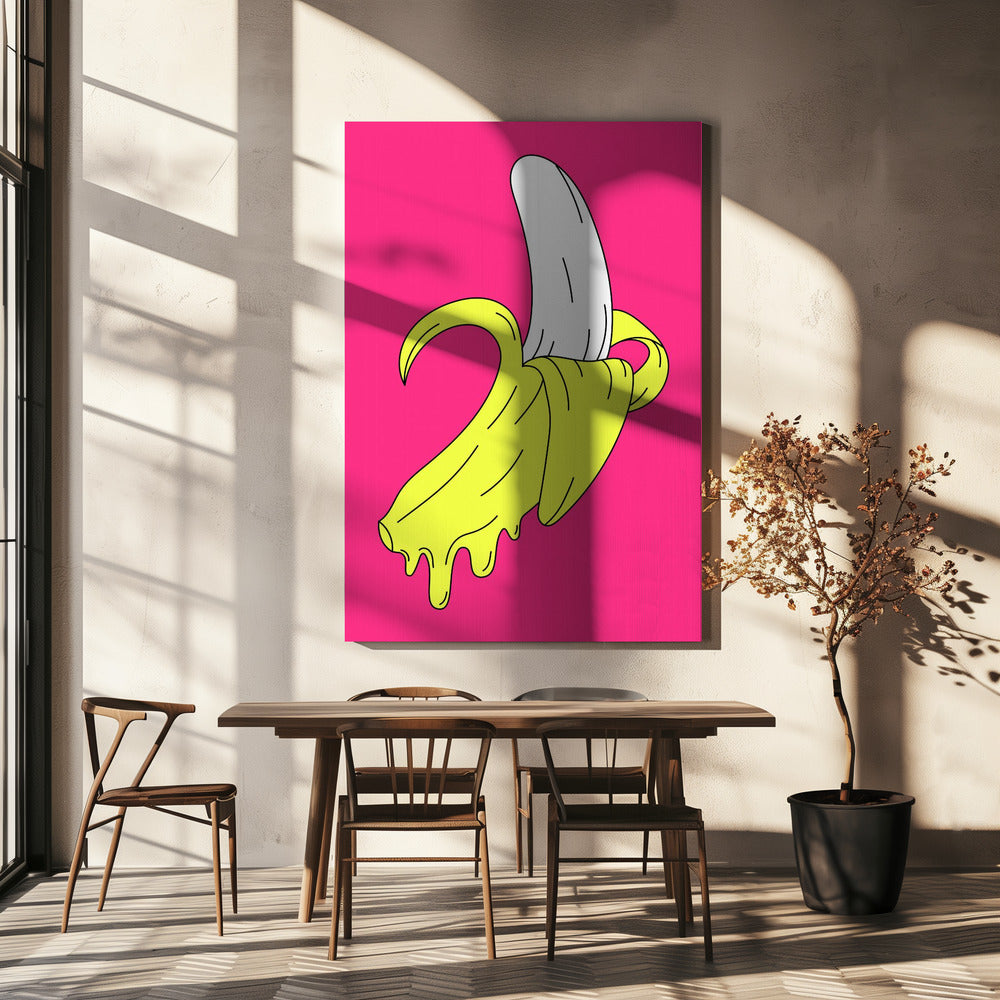 Smeltende roze banaan | Canvas