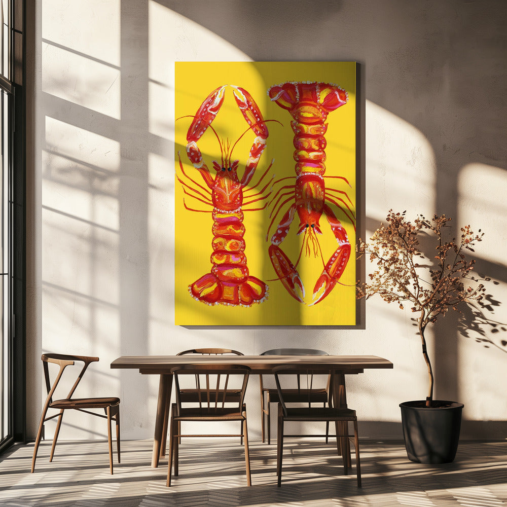 Langoustines op geel | Canvas