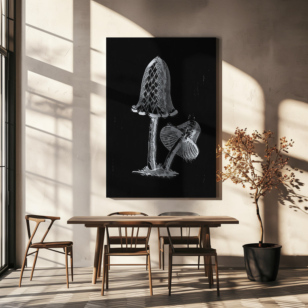 Vintage Inky Cap eetbare paddenstoel donker zwart | Canvas