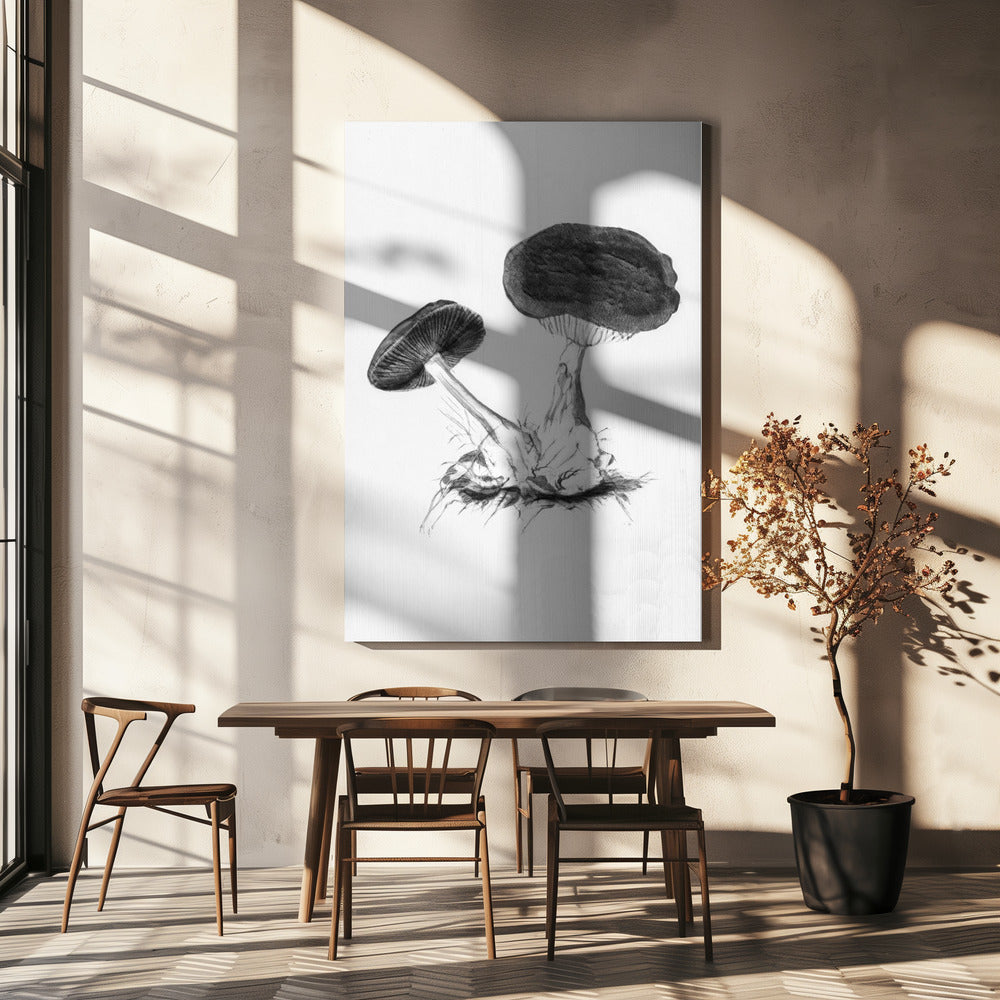 Vintage Violet Webcap Mushroom Helder Zwart | Canvas