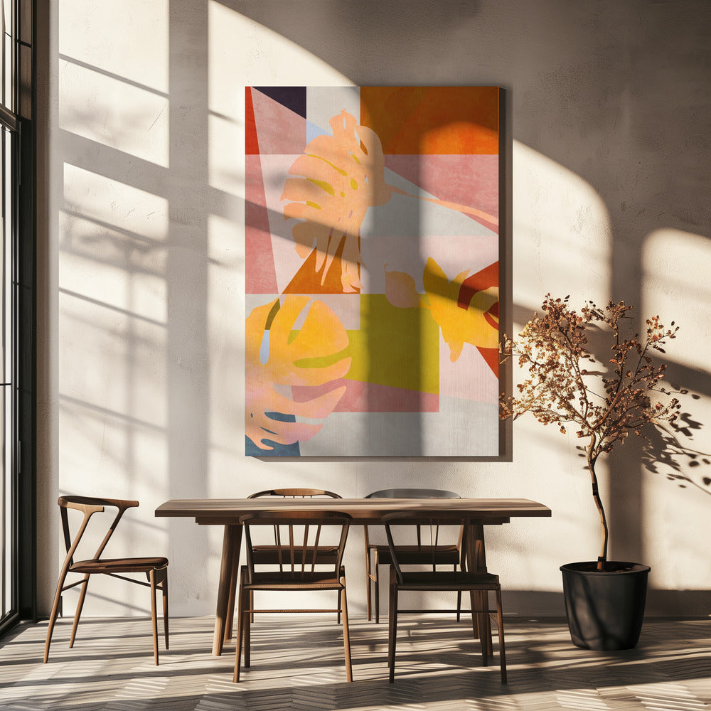 Organische Bauhaus-geometriebladeren | Canvas