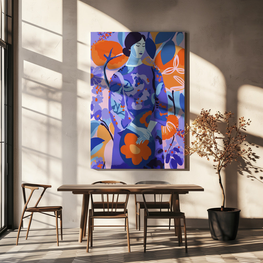 Vrouw in bloementuin | Canvas