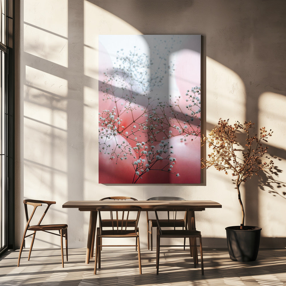 Delicate bloemen en roze ballonnen | Canvas