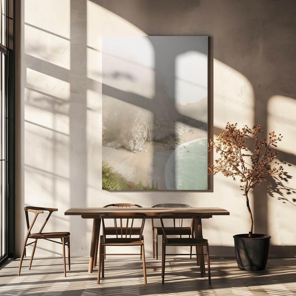 Mistige kusthaven | Canvas