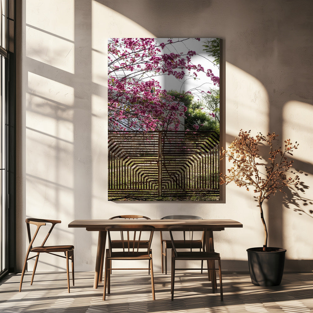 Bloesems voorbij de tralies | Canvas