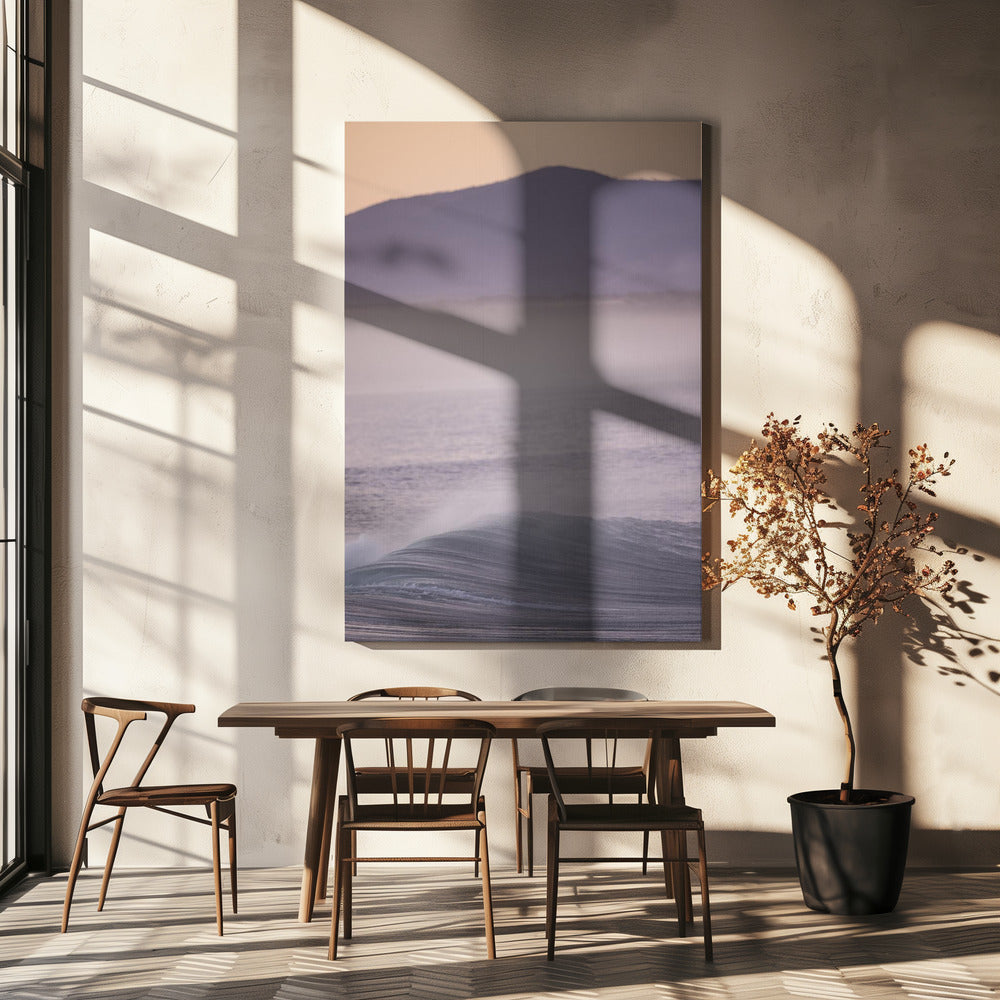 Zwaai tegen een mistige zonsopgang | Canvas