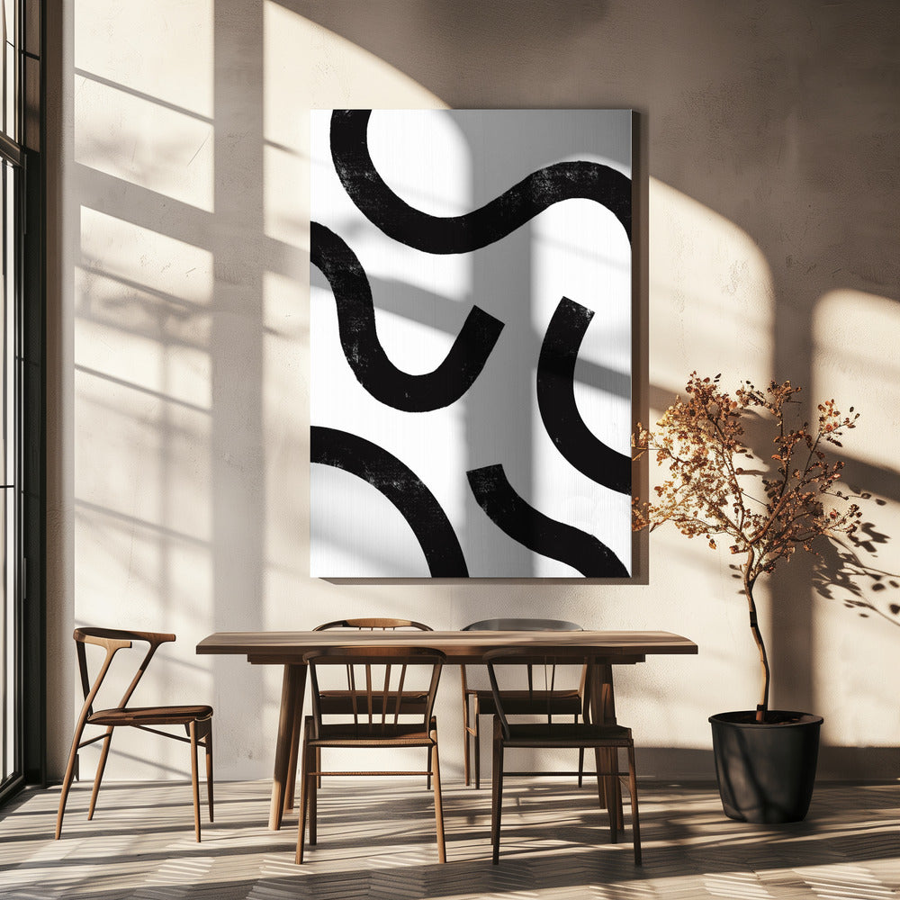 Gebogen monochrome paden | Canvas