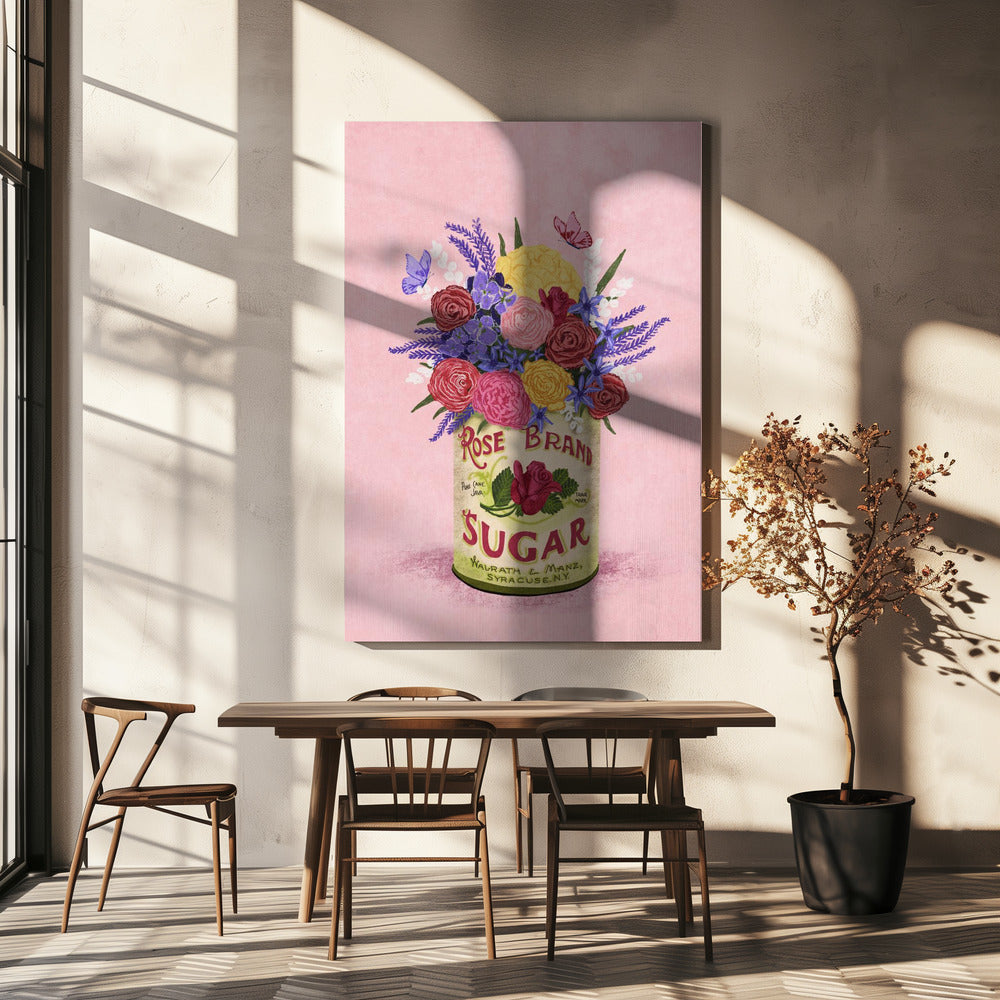 Bloemen in een vintage blik | Canvas