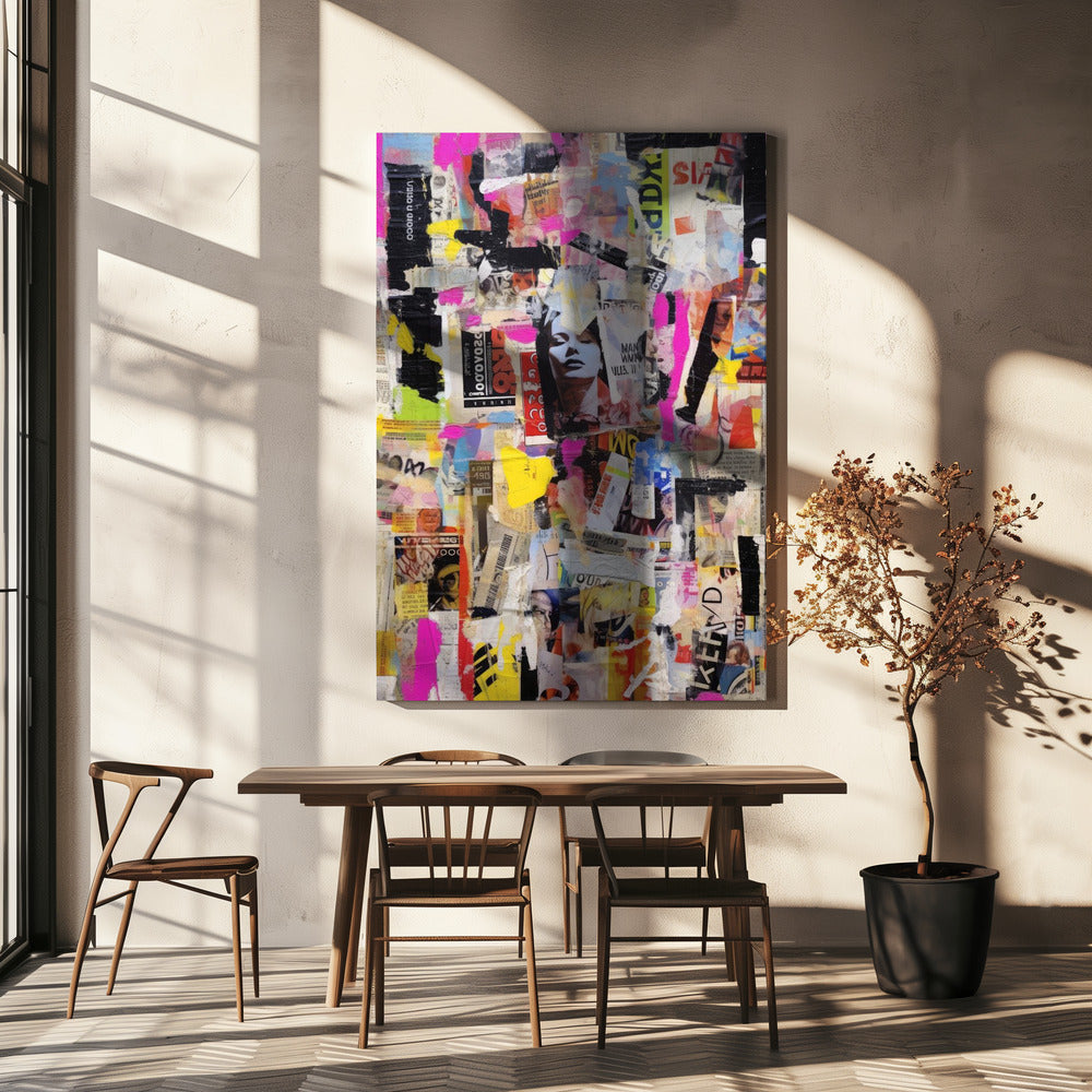 Levendige collage-echo's | Canvas