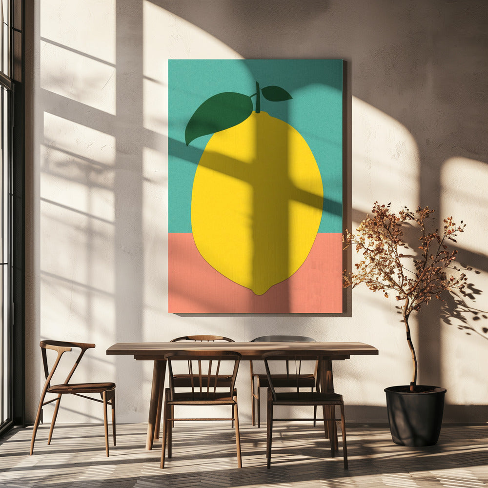 Citroen met twee bladeren | Canvas