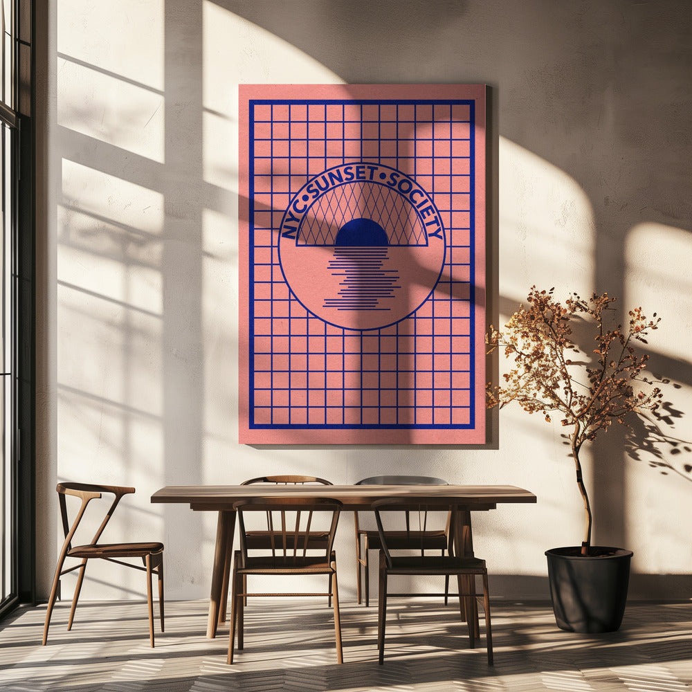 NYC Sunset Society Blauw | Canvas