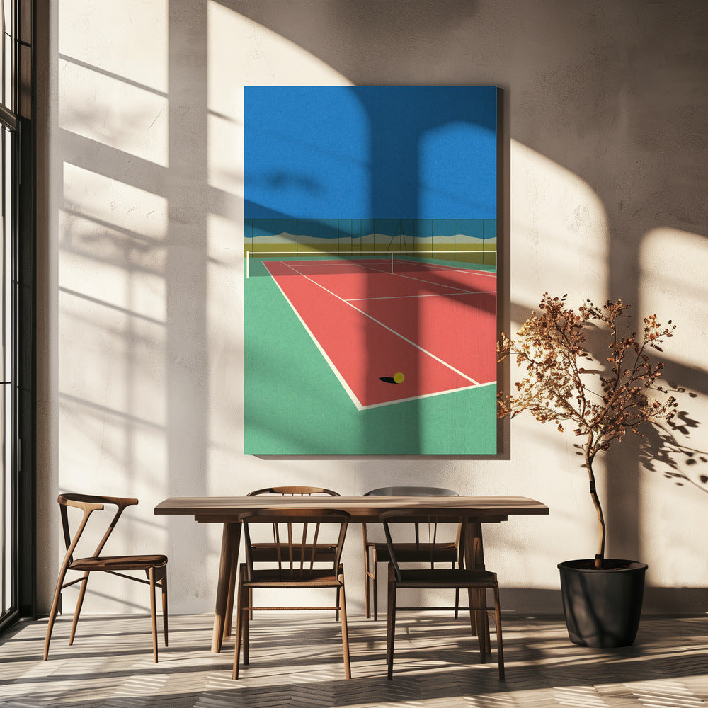 Tennisbaan in de woestijn | Canvas
