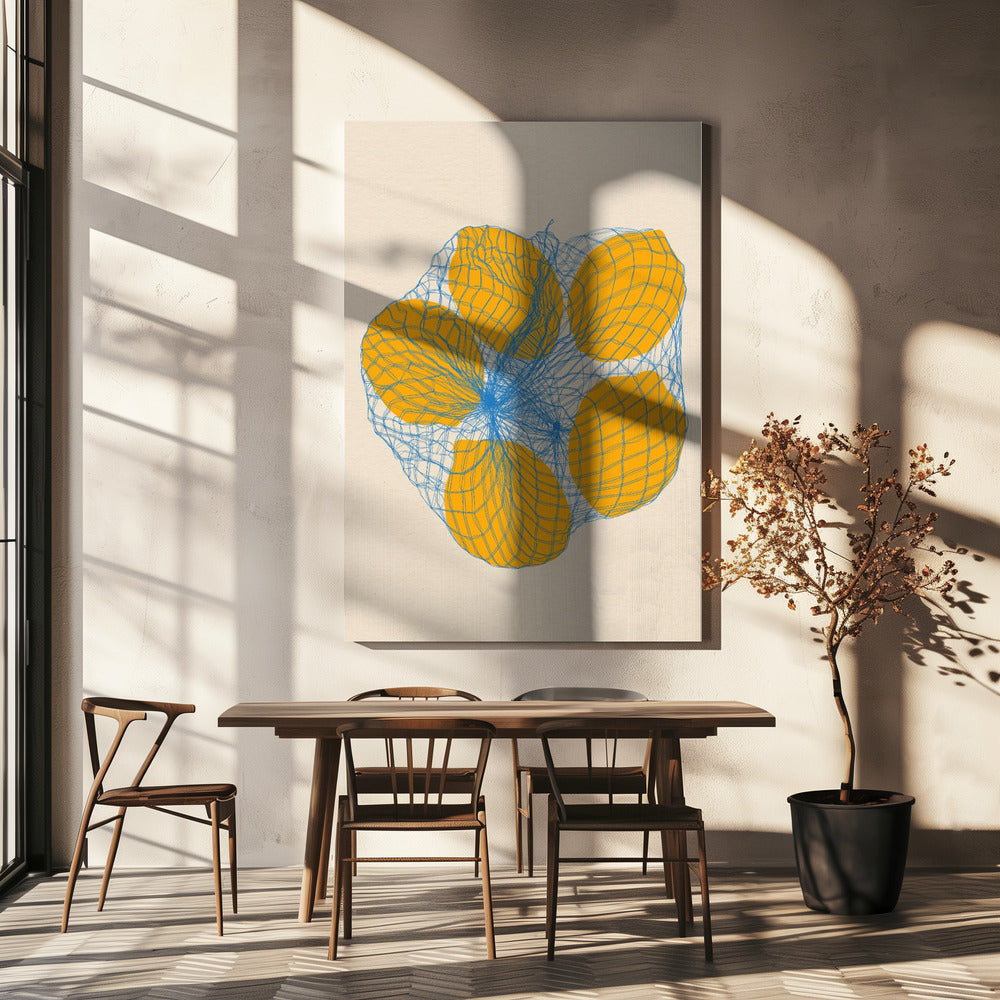 Vijf citroenen in een netzak | Canvas
