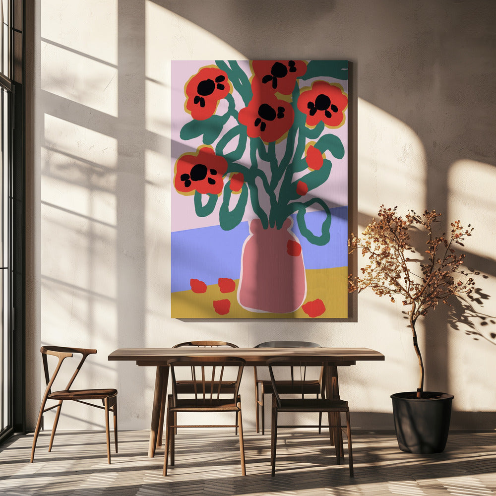 Vaas met opvallende bloemen | Canvas