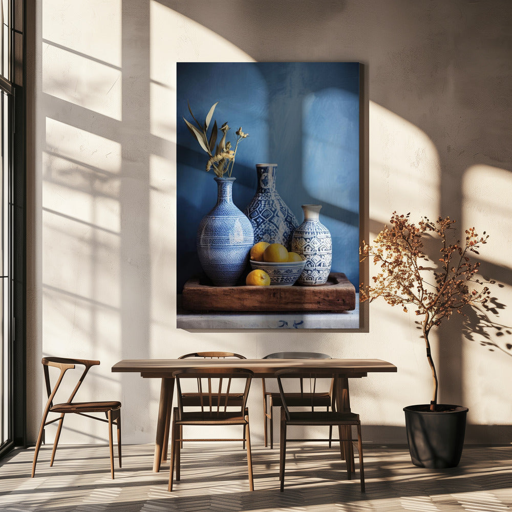 Stilleven met blauwe harmonie | Canvas