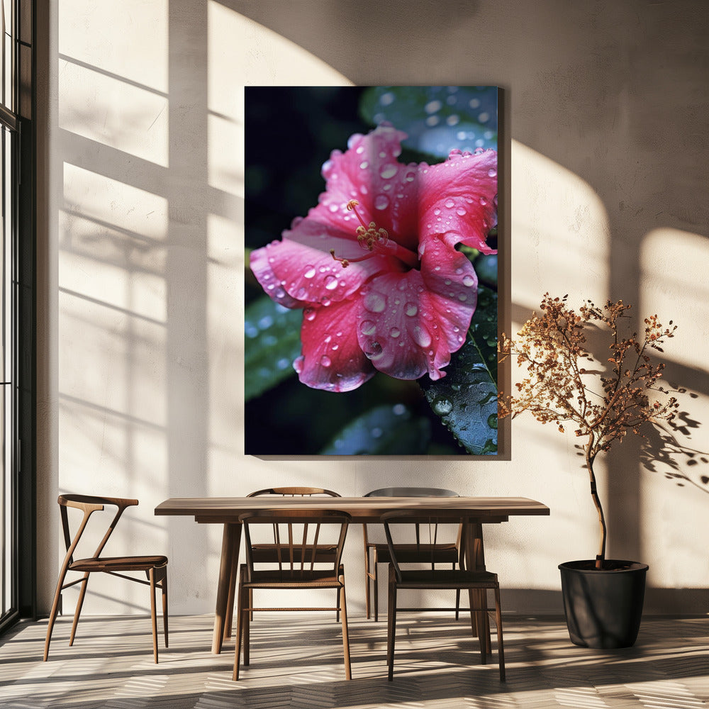 Bloemblaadjes in de regen | Canvas