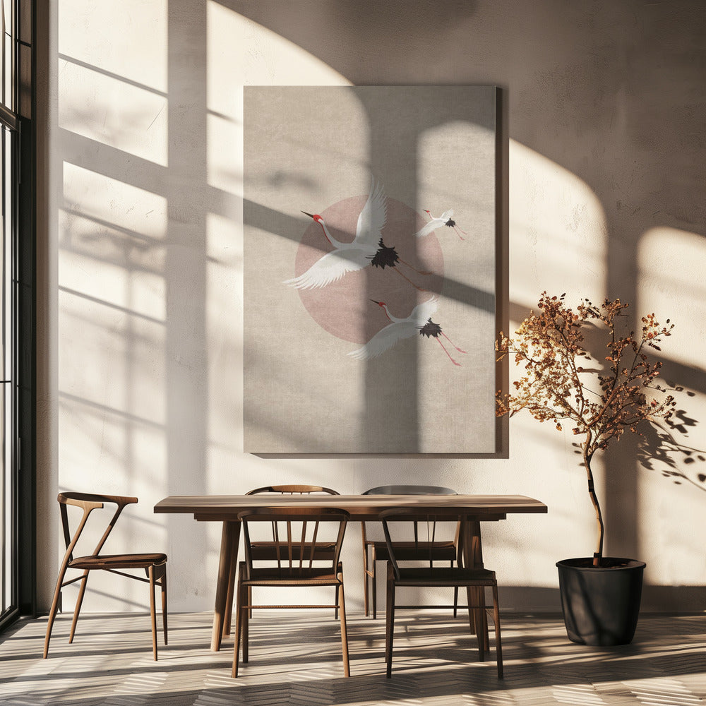Kranen in vlucht | Canvas