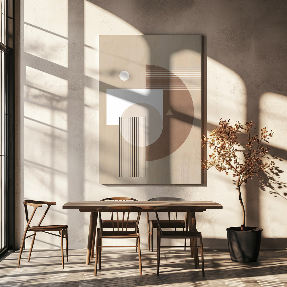 Neutrale halve cirkels poster | Canvas
