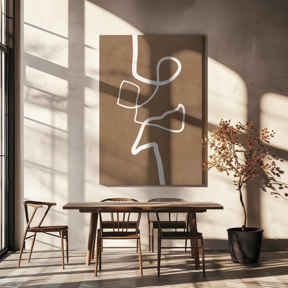 Witte enkele lijnkunstwerk | Canvas