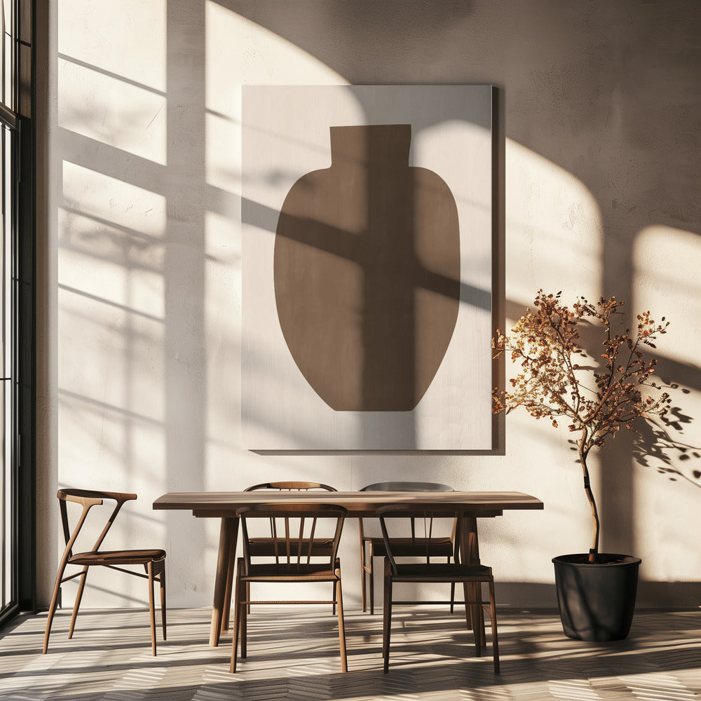 Bruin silhouet van een vaas | Canvas