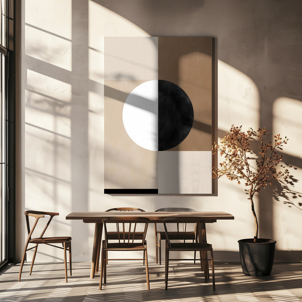 Geometrische vormen met een centrale cirkel | Canvas