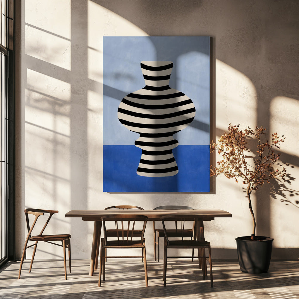 Gestreepte vaas illusie | Canvas