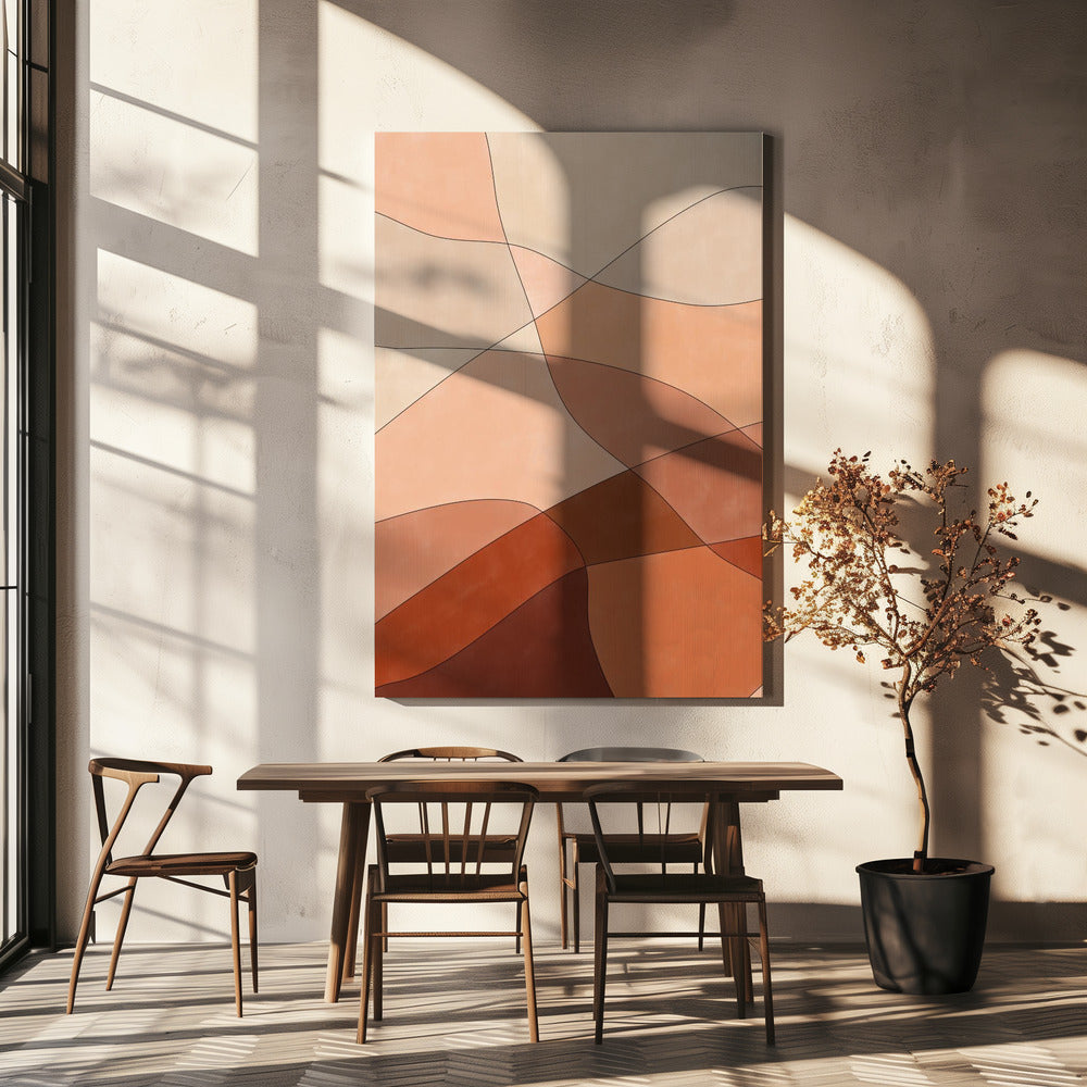 Vloeiende lijnen en warme aardetinten | Canvas