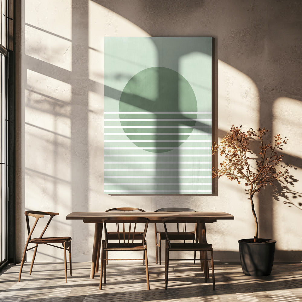 Groene horizonlijnen | Canvas