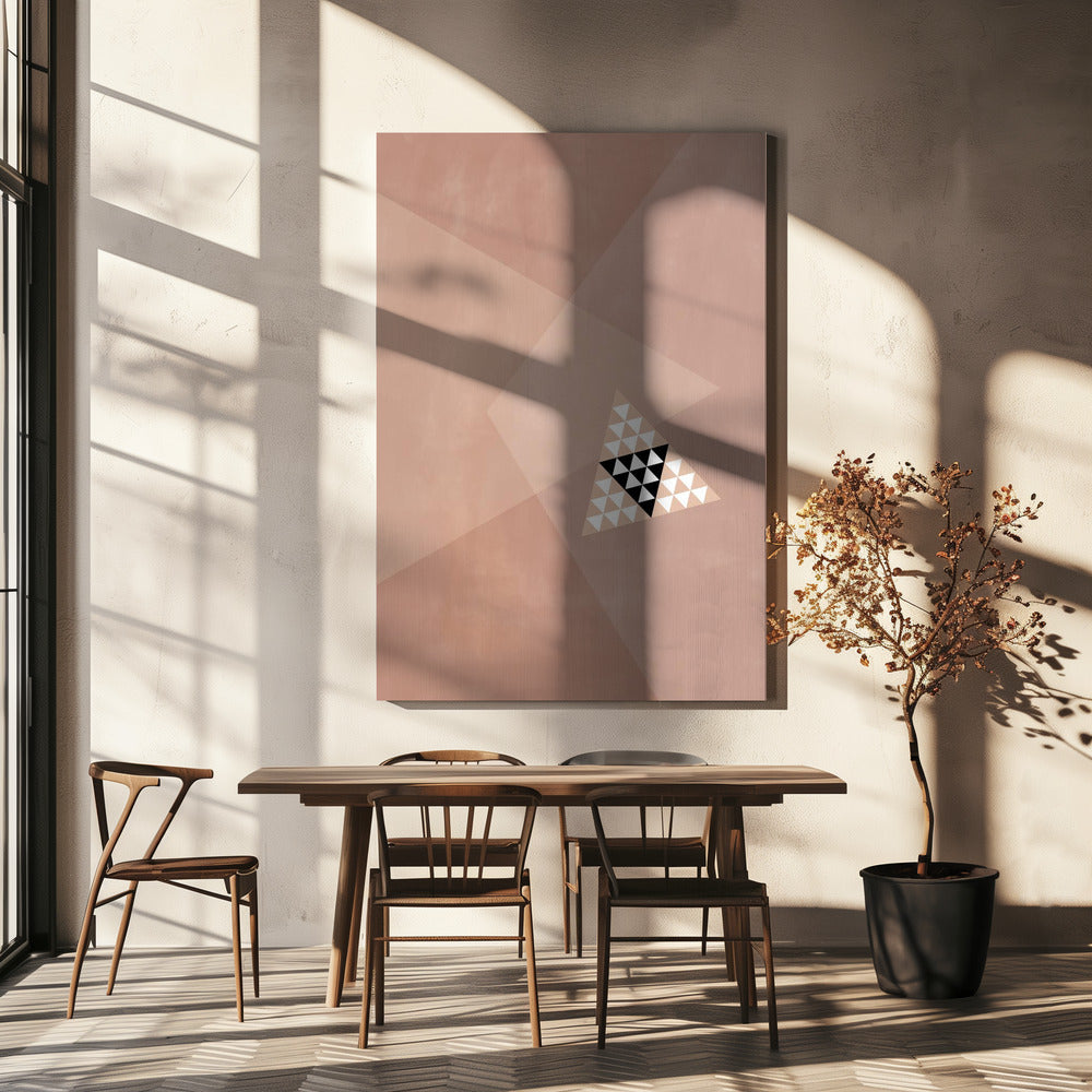 Geometrisch ontwerp met een centraal driehoekig patroon | Canvas