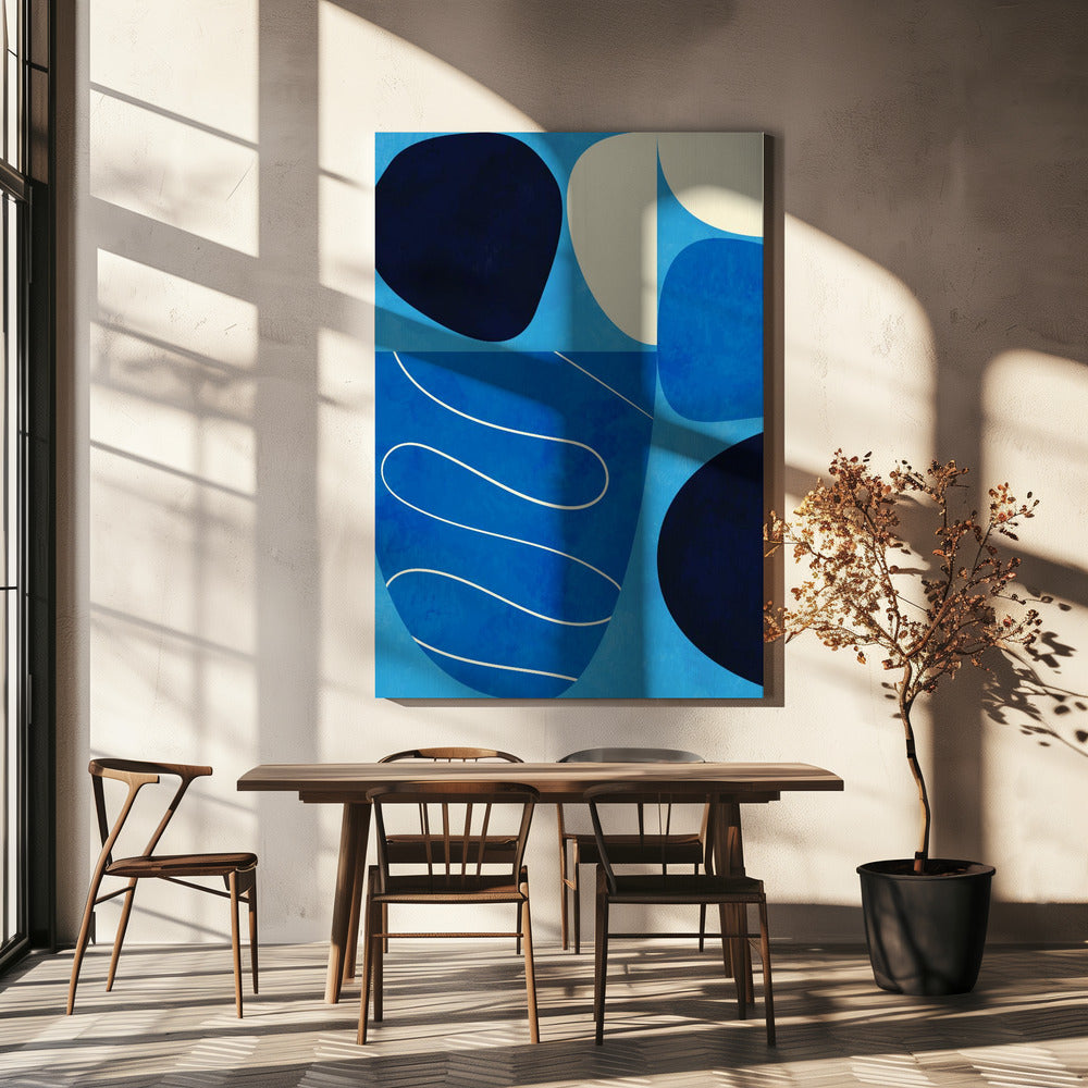 Vormenspel 3 1blauw | Canvas