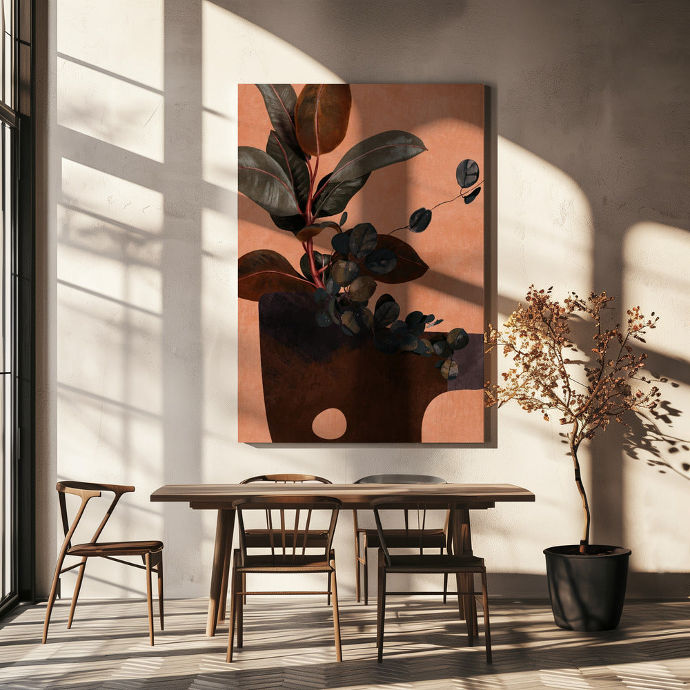 Bladeren Meer 6 Rood | Canvas