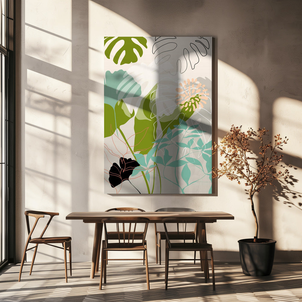 Bladerenlijn Boho3 Kopie | Canvas