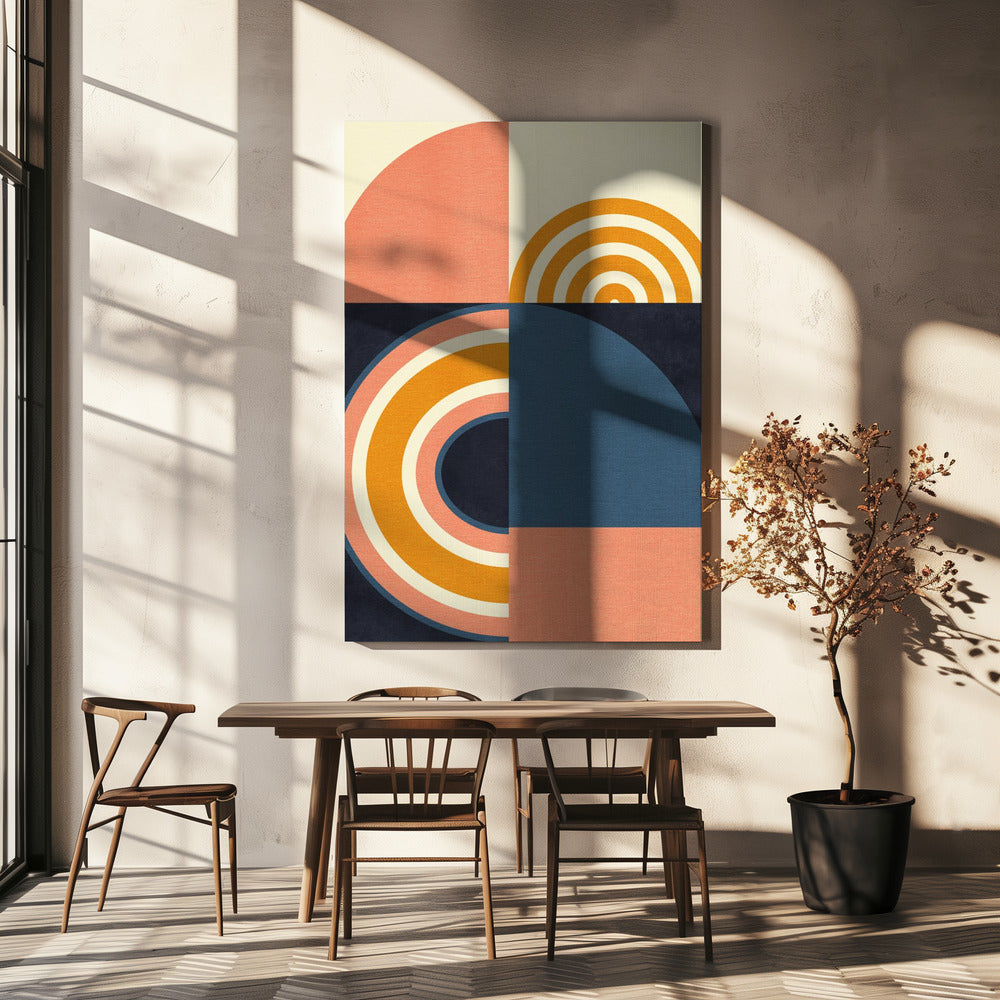 Regenboog Plus Vormen Blauw Mosterd9 | Canvas