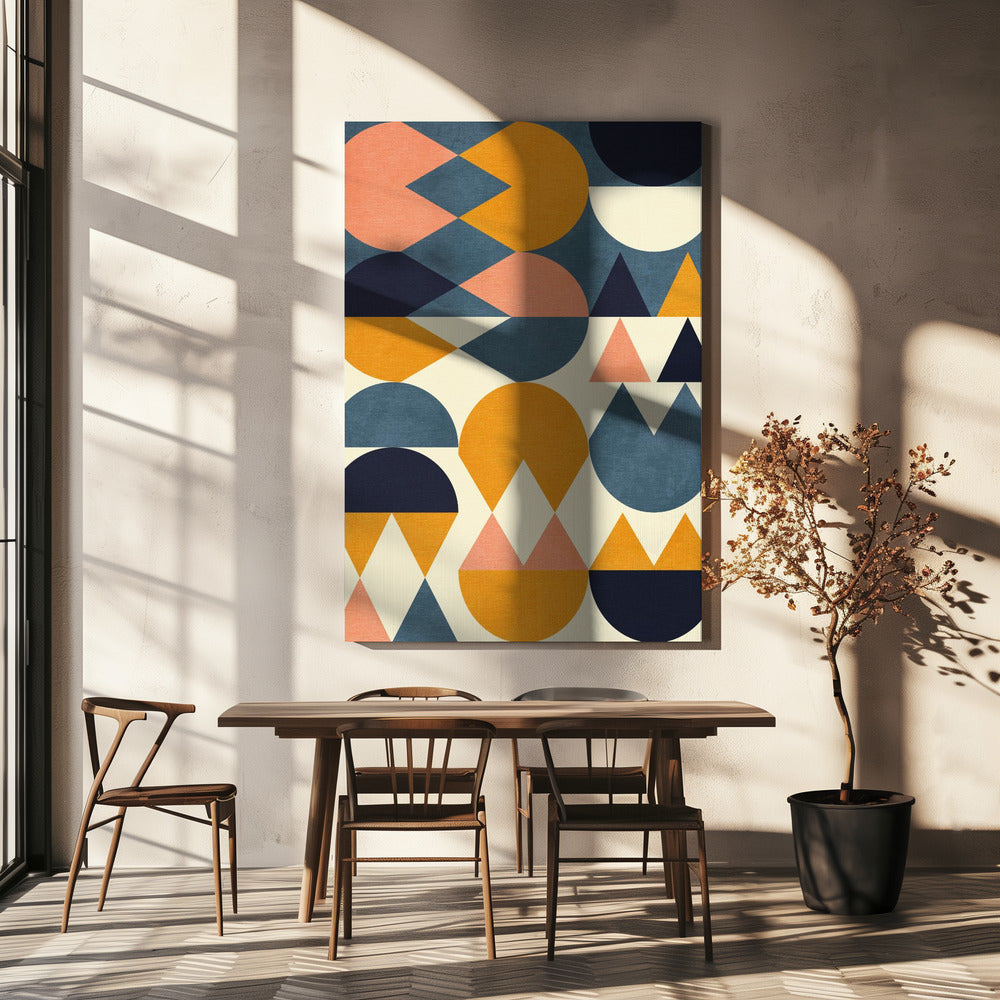 Regenboog Plus Vormen Blauw Mosterd6 | Canvas