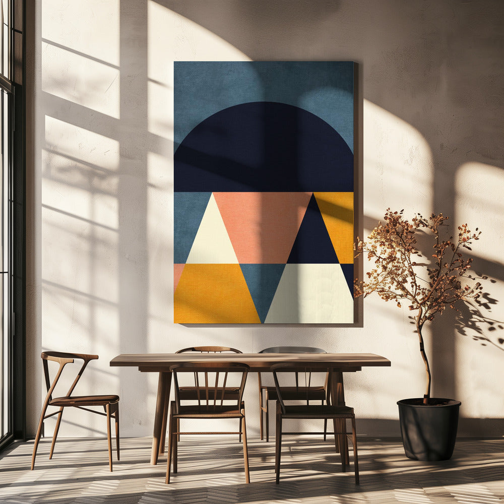 Regenboog Plus Vormen Blauw Mosterd4 | Canvas