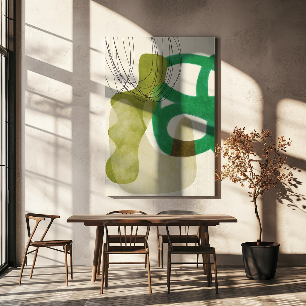 Painted Lines Green Tan Kopie | Canvas