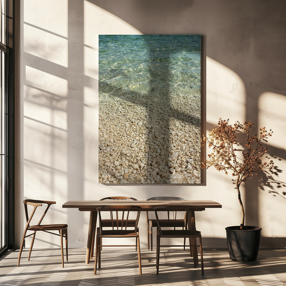 Aqua Ocean en gouden kiezels | Canvas